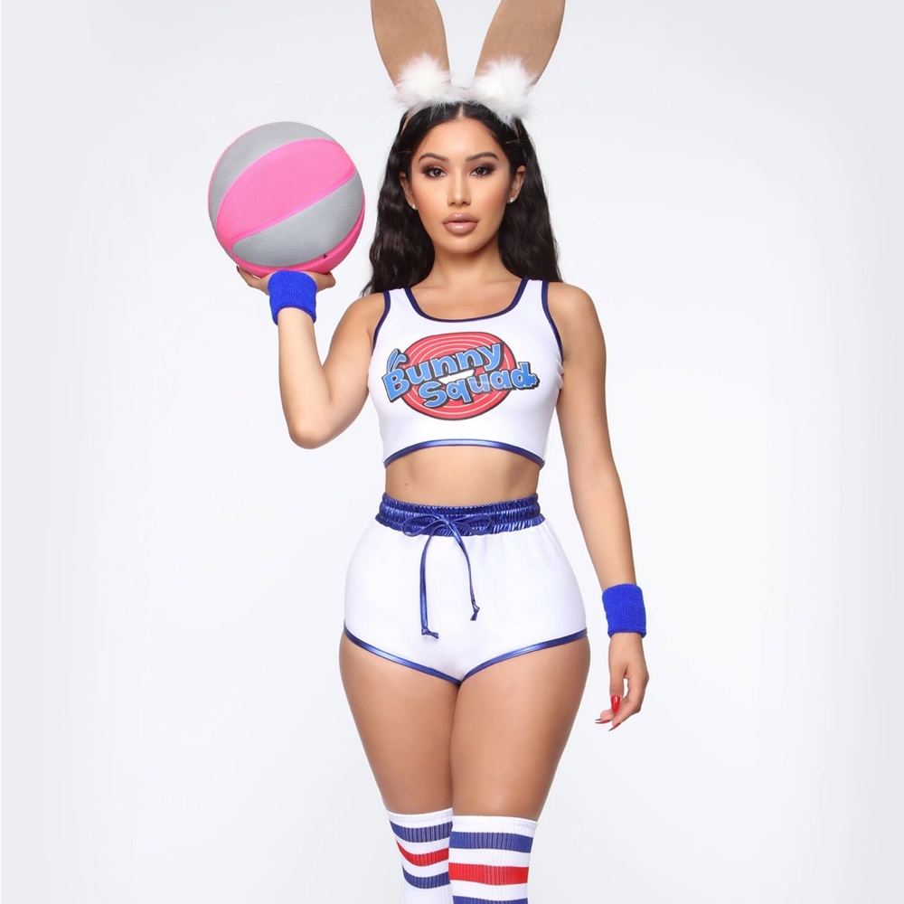 Space jam Basketball Bunny Babe 5 Piece Costume Set - White/Blue